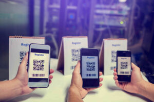 Event attendance tracking QR code on phone