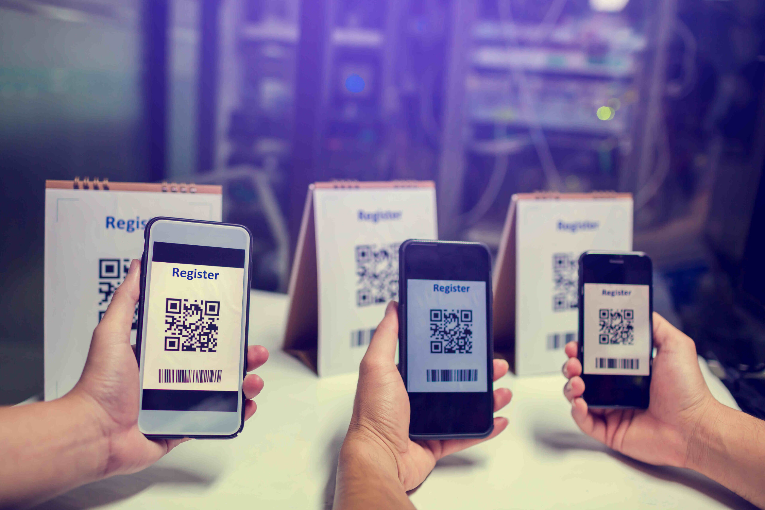 Event attendance tracking QR code on phone